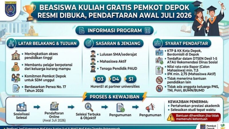 Beasiswa Maung Kota Depok 2026: 25 Kampus Mitra, 200 Penerima